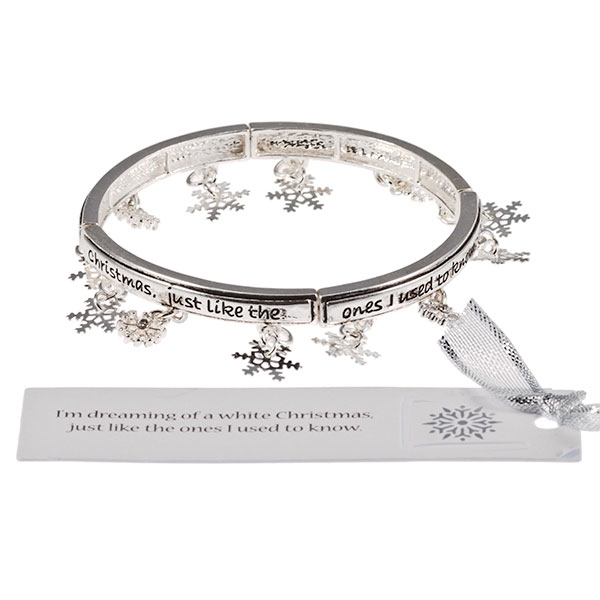 Wholesale christmas themed bracelet snowflake charms inscription song White Chri