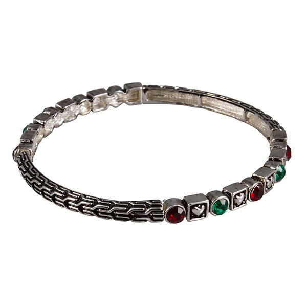 Wholesale silver holiday Christmas bracelet braided rope bas relief hearts red g