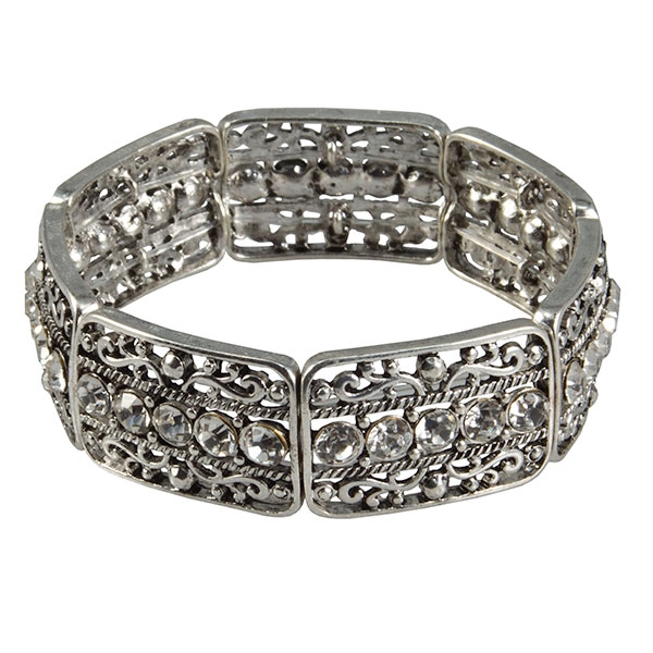 Wholesale silver filigree stretch bracelet