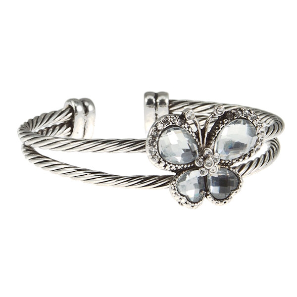 Wholesale silver bracelet small crystal cabochon butterfly