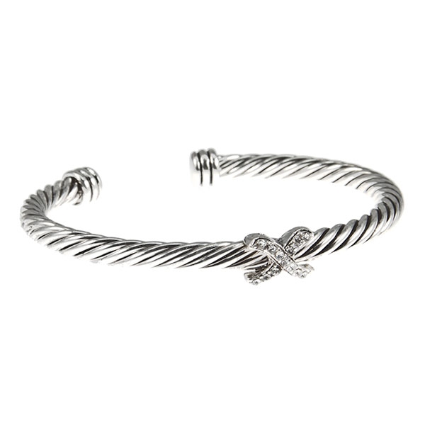 Wholesale silver finish bracelet delicate rhinestone ribbon