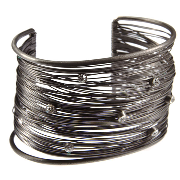 Wholesale antiqued silver cuff bracelet stretch wire crystal rhinestones
