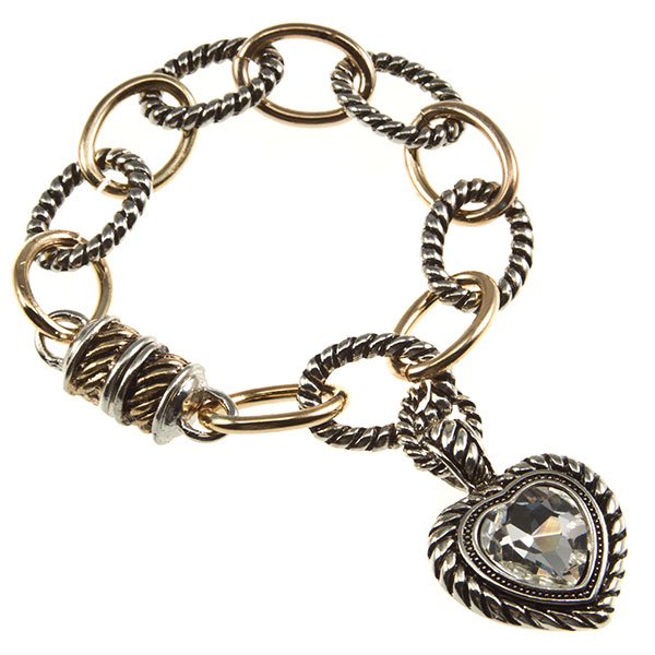 Wholesale silver chain bracelet braided chain gold accents faceted synthetic cry