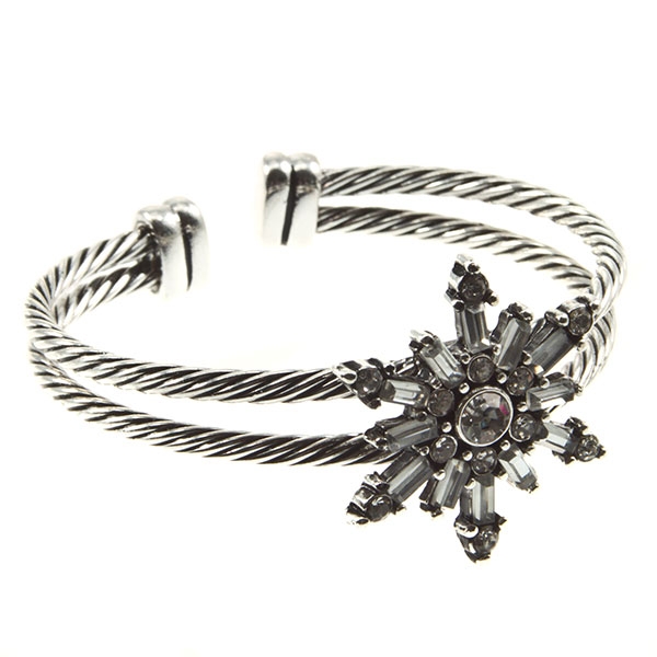 Wholesale silver braided cuff bracelet star crystal rhinestones