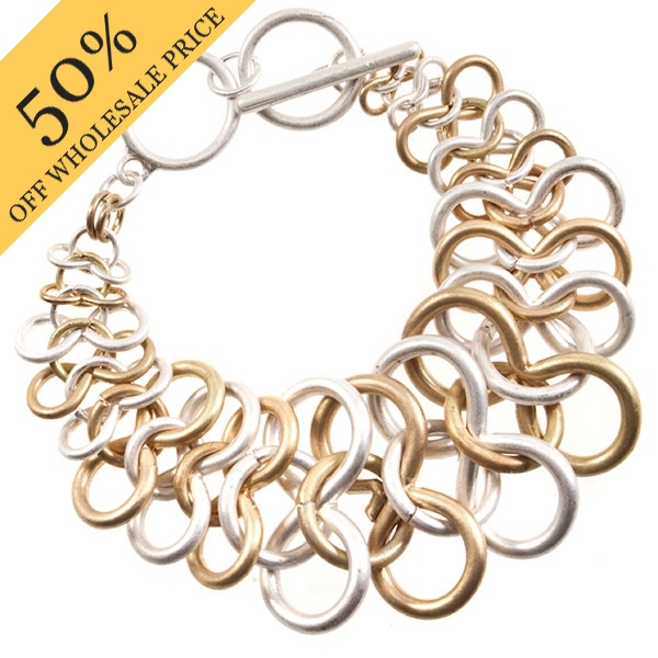 Wholesale gold bracelet comprised gold silver rings