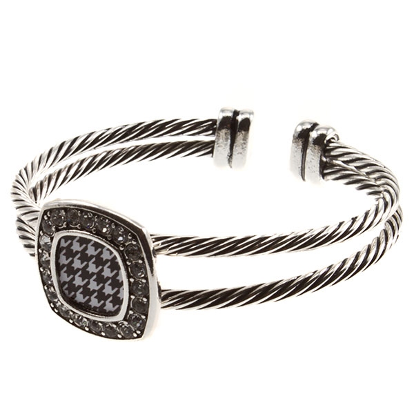 Wholesale houndstooth Alabama inspired double wire bracelet crystal rhinestones