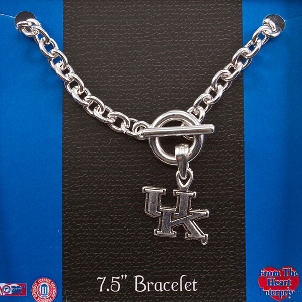 Wholesale university Kentucky silver bead bracelet dangling logo