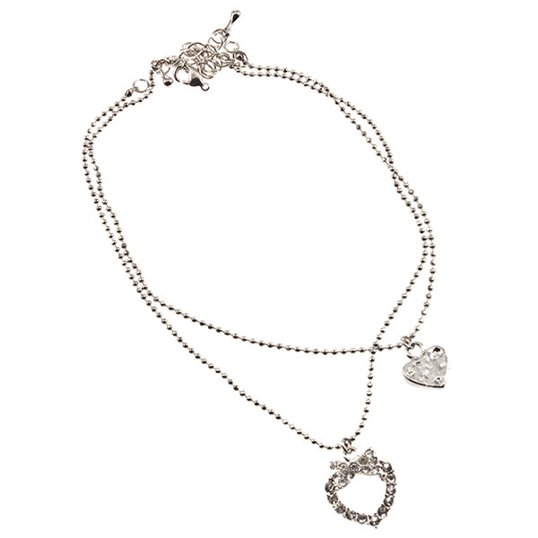 Wholesale silver anklet crystal rhinestone heart charms