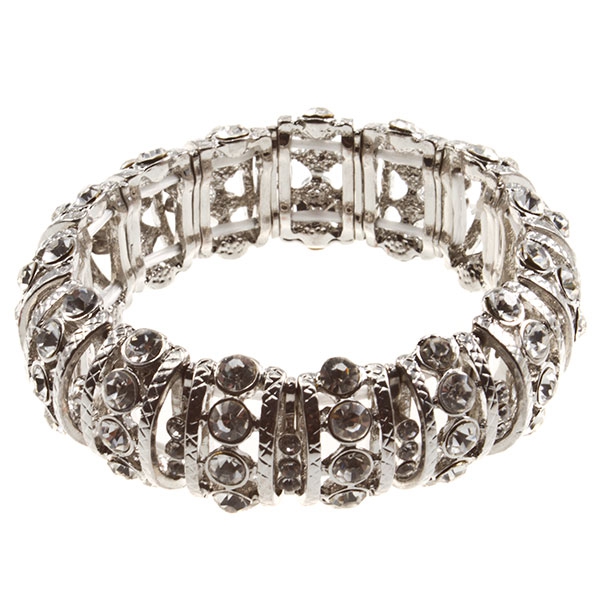 Wholesale silver stretch bracelet brilliant finish crystal rhinestones