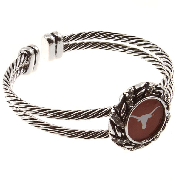Wholesale silver braided cuff bracelet Texas Longhorn logo