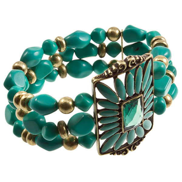 Wholesale turquoise gold bead bracelet abstract floral turquoise cabochons