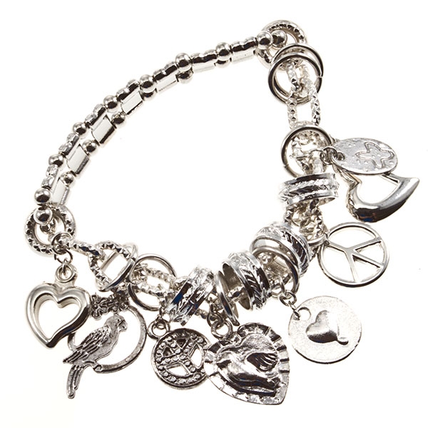 Wholesale silver bracelet rings assorted charms