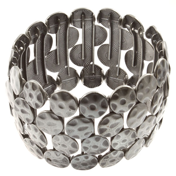 Wholesale matt silver hammered stretch bracelet