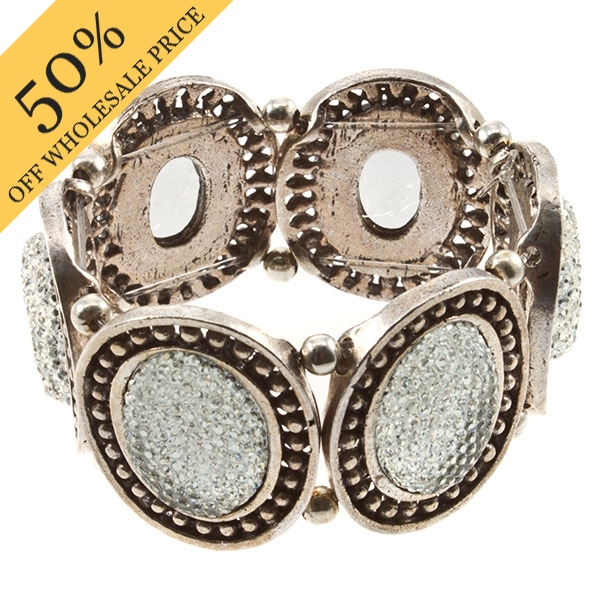 Wholesale gold stretch bracelet crystal medallions