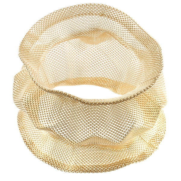 Wholesale gold toned flexible mesh bangle bracelet inches