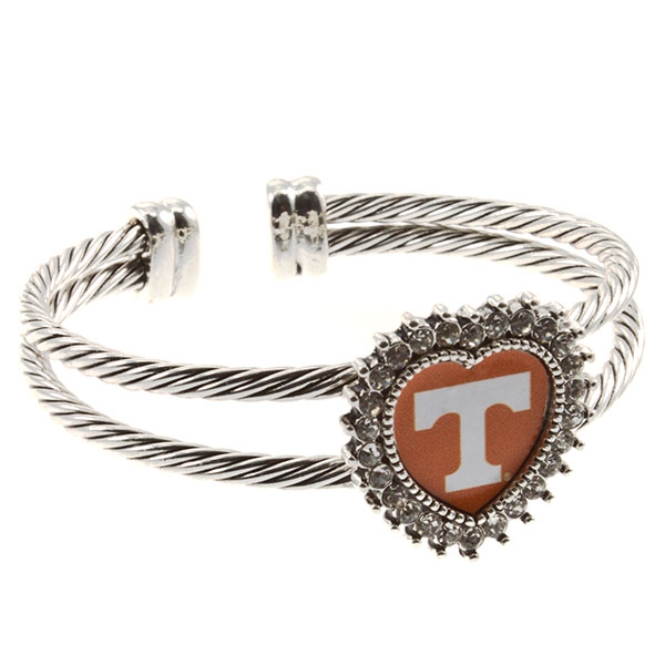 Wholesale silver toned double wired cuff bracelet crystal rhinestones surroundin
