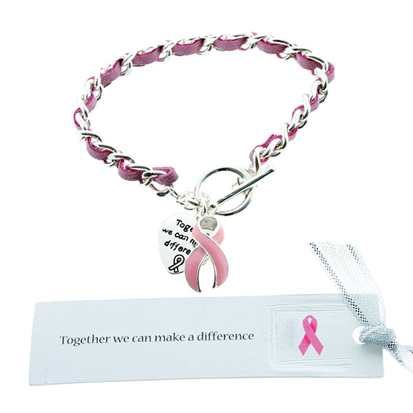 Wholesale silver breast cancer awareness bracelet