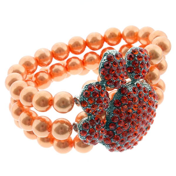 Wholesale orange bead bracelet paw also deep orange rhinestones
