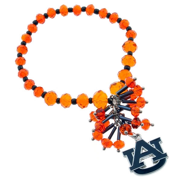 Wholesale go Tigers Try stretch bracelet orange beads silver navy blue AU pendan