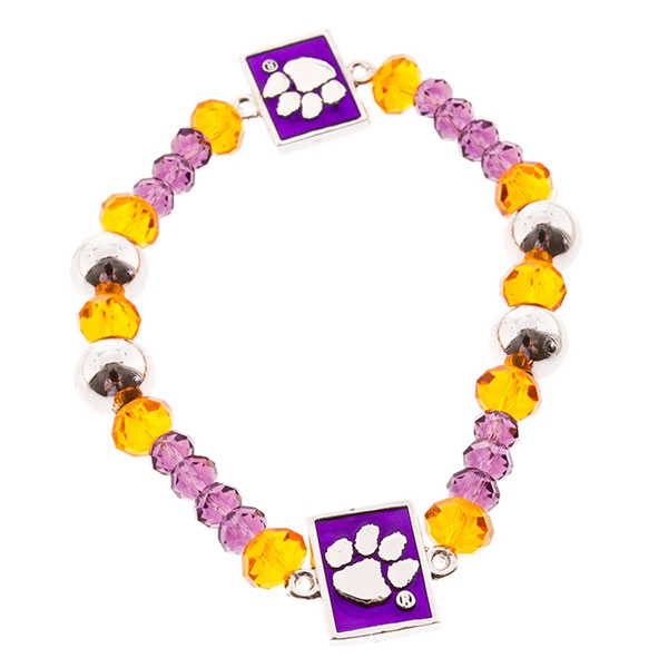 Wholesale get some Tiger fever simple stretch bracelet orange purple silver bead