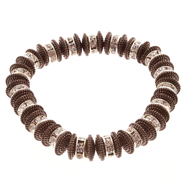Wholesale chocolate gold stretch bracelet crystal rhinestone accents