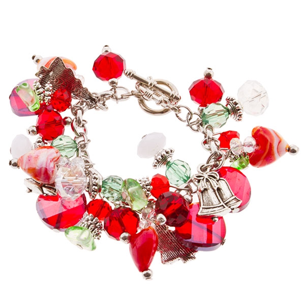 Wholesale assorted bead Valentine s Day bracelet silver base