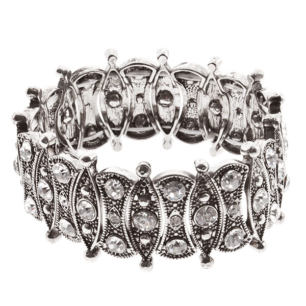 Wholesale silver stretch bracelet inset crystal rhinestones