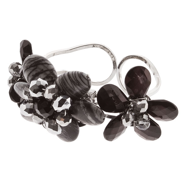 Wholesale silver bracelet natural stone floral metallic beads
