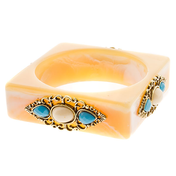 Wholesale smooth finish cream colored acrylic square bracelet assorted colored d