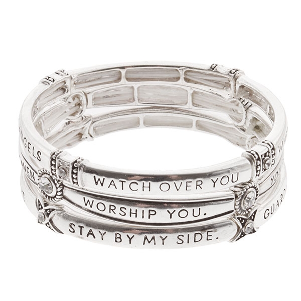 Wholesale silver bangle bracelet inspirational message