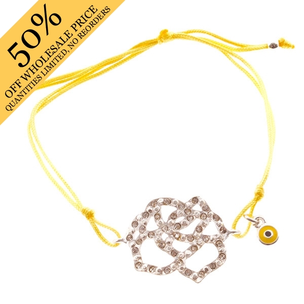Wholesale yellow cord bracelet crystal rhinestones