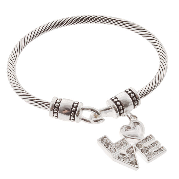 Wholesale silver bracelet L O V E themed charm