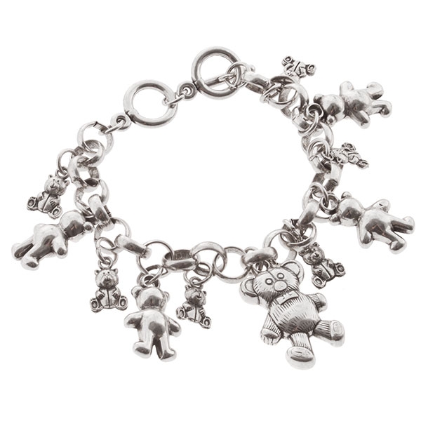 Wholesale silver bracelet assorted classic teddy bear charms