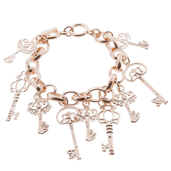 Wholesale dual bracelet assorted antique key charms