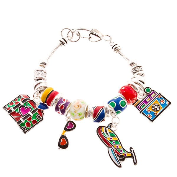 Wholesale silver charm bracelet colorful beads charms