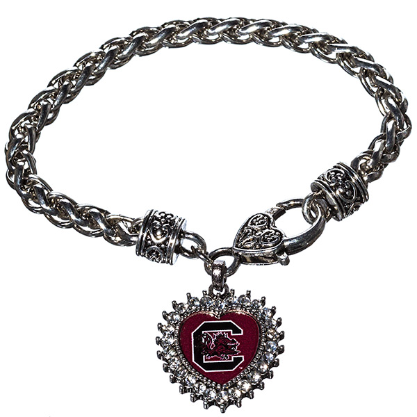 Wholesale inch Silver toned designer inspired lobster clasp bracelet inch heart