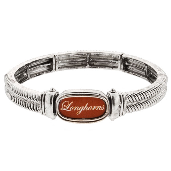 Wholesale silver stretch bracelet Longhorns script top school colors