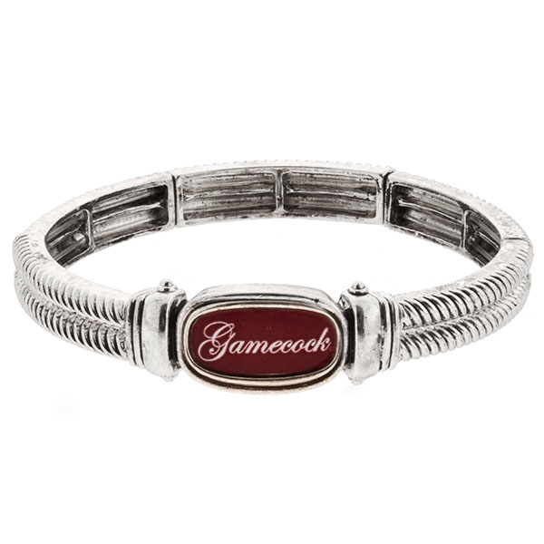 Wholesale silver stretch bracelet Gamecocks script top school colors