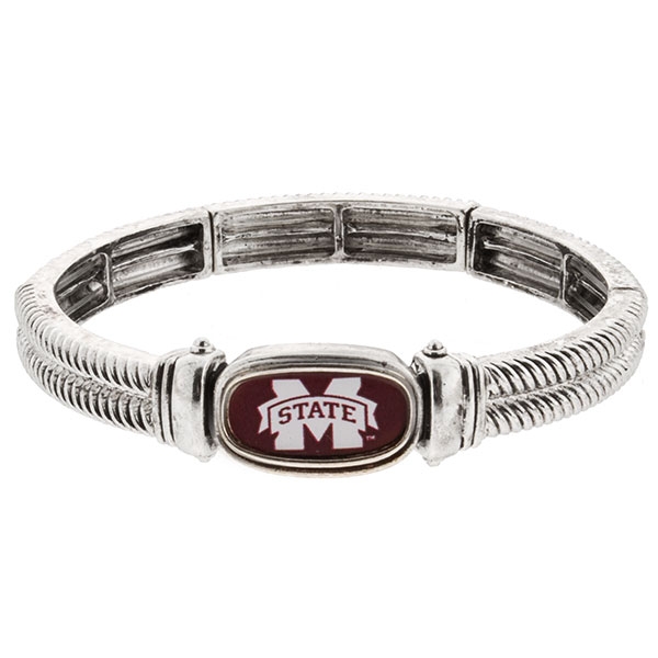 Wholesale silver stretch bracelet Mississippi State Logo