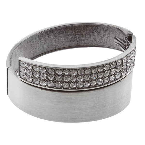 Wholesale inch smooth silver cuff bracelet hinge closure Bracelet layer crystal