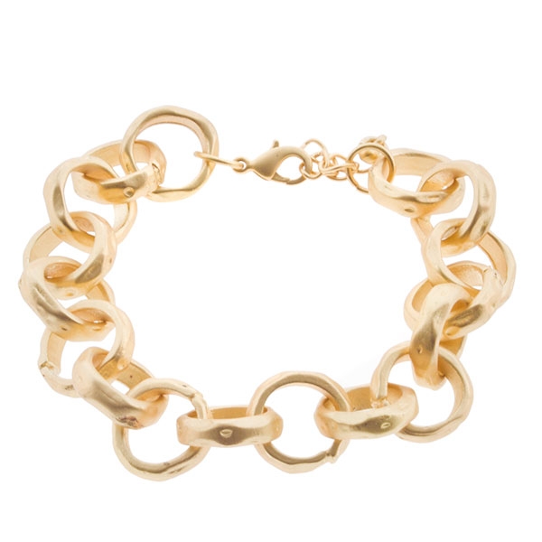 Wholesale adjustable clasp bracelet made up beautifully textured matte gold ring
