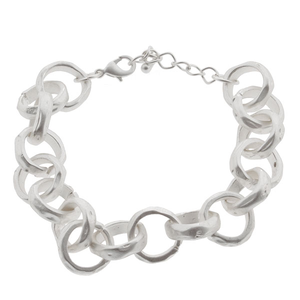 Wholesale adjustable clasp bracelet made up beautifully textured matte silver ri