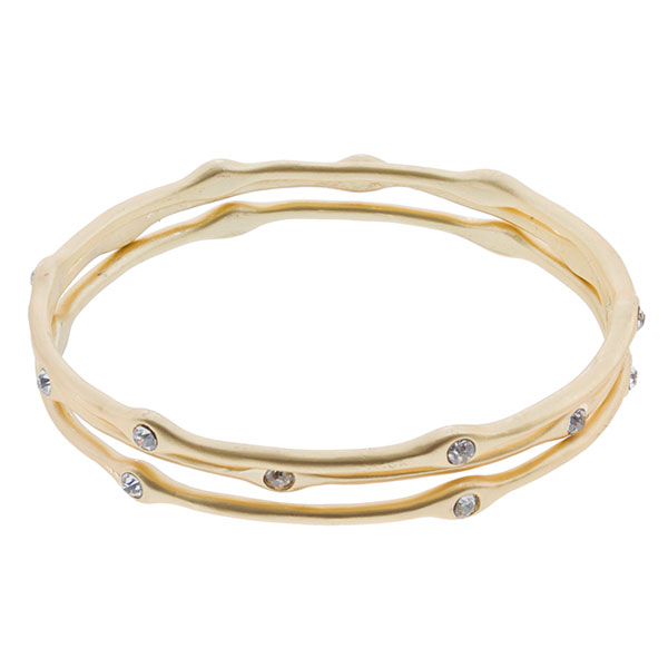 Wholesale set matte gold bangles cz accents throughout