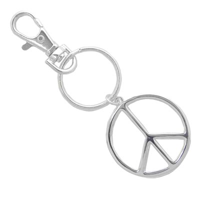 Wholesale peace Sign Key Chain Polished Silver Swivel Head Clasp Lead Safe Key C