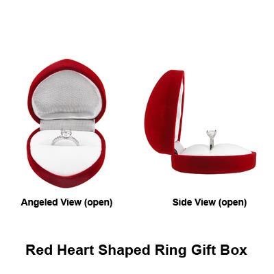 Wholesale red Velvet Heart Ring Box Approx L W H