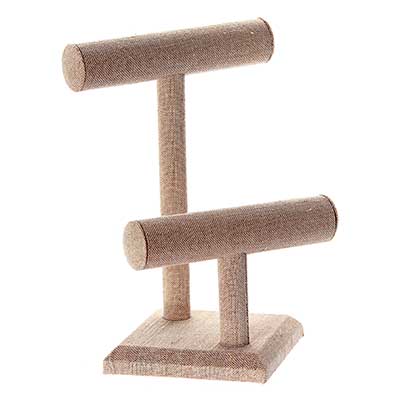 Wholesale taupe Canvas Finish Double Round T Bar Great displaying necklaces brac