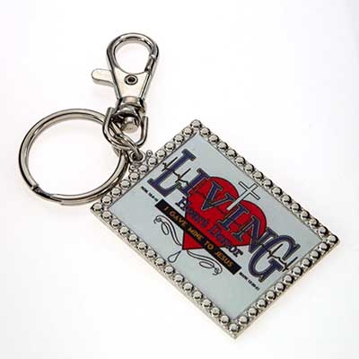 Wholesale rectangle Key Chain Living Heart Donor Print Silver Keychain Approx L