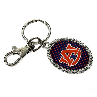 Wholesale auburn University keychain crystal rhinestones surrounding logo