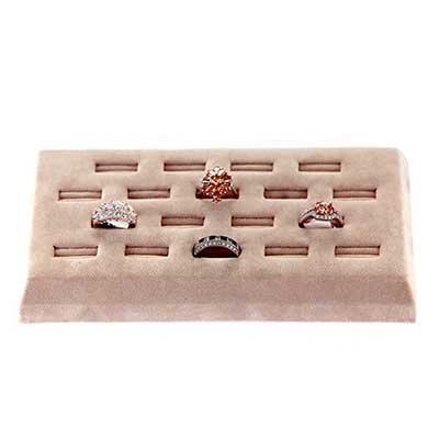 Wholesale taupe Velvet Ring Display up Rings Slots Display Approx H L W