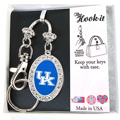 Wholesale polished Silver Keyring Purse Hook University Kentucky Logo Textured W